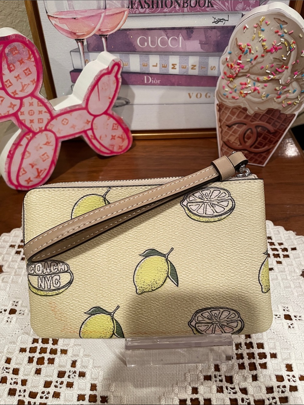 Coach Yellow Lemon Print Wristlet - Picture 3 of 6